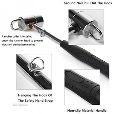 Camping Hammer Mallet Puller Outdoor Stahlklauenhammer mit Haltegurt ideales Handwerkzeug für Zeltheringe 300×85mm