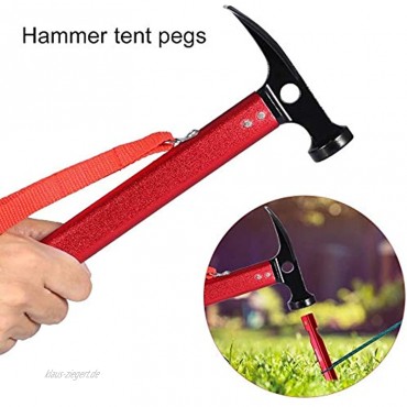 ProLeo Camping Hammer Zelt Hammer Multifunktions Werkzeug Hammer Haken Schaufel für Heringe rot
