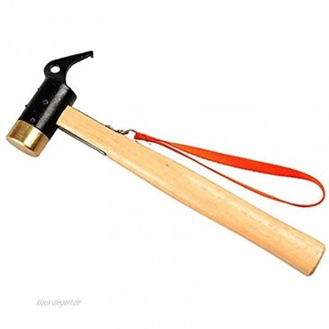 WXking Hammer Kupfer Outdoorzelt mit Holzgriff Anti-Rutsch Seil Messing Camping Hammer Zum Ziehen von Zelt Nagel PEG Survival Tool-China Color : China
