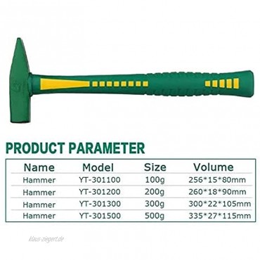 WXking Machinist Hammer 100g 200g 300g 500g Schlagen Nagelinstallation Hammer für Sicherheitshammer Multi Woodworking Tools-100g Color : 200g