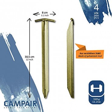 CampAir T-Profil Zelt-Heringe aus verzinktem Stahl in Sets 4-12 Stück