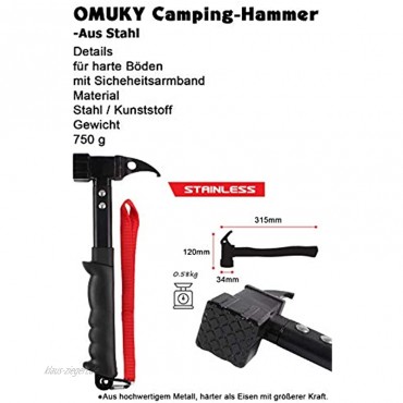 OMUKY Camping Hammer Stahl Mit Gummigriff Zelthammer für Zeltheringe,Mit Halteband
