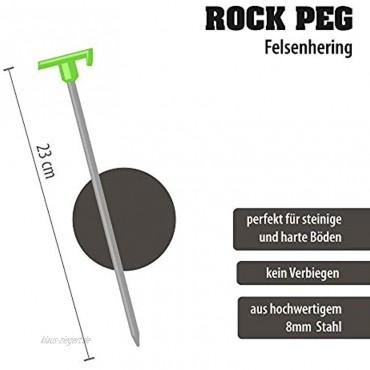 outdoorer Rock Peg Felsbodennagel Erdnagel 23 cm Heringe 8 Stück Packung mit Transportbeutel