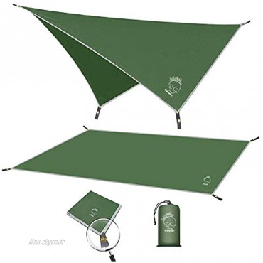 Grassman Campingplane wasserdichtes Zelt mit Tragetasche tragbar und kompakt multifunktionale Hängematten-Plane für Camping Wandern Überlebensausrüstung 180,3 x 210,8 cm 208,3 grün 82’*82’'
