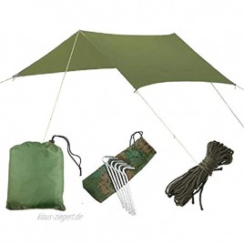 Lawei Zeltplane Camping Tarp für Hängematte Wasserdicht Winddicht Strandzelt Regenschutz Sonnenschutz Plane Tragbar Leicht 300 x 300 cm Grün