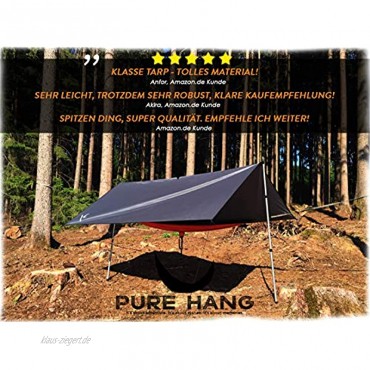 PURE HANG Premium Zeltplane Tarp 3x3 für Hängematte Outdoor Camping 100% Wasserdicht mit Ösen Sonnensegel Strand Ultra-Leicht Sonnenschutz UV Schutz Regenschutz