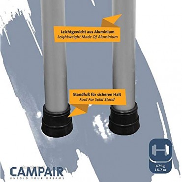 CampAir Teleskopstange Aluminium Tarpstange Stufenlos Höhenverstellbar von 90-230 cm Drehmechanismus