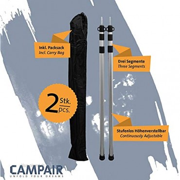 CampAir Teleskopstange Aluminium Tarpstange Stufenlos Höhenverstellbar von 90-230 cm Drehmechanismus