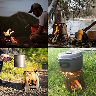 JIADA Camping Stove,Portable Folding Backpacking Stove Lightweight Stainless Steel Wood Burning Stoves for BBQ Outdoor Hiking Traveling Picnic