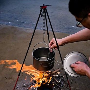 Xergur Camping Tripod Portable Outdoor Cooking Tripod with Adjustable Hang Chain for Campfire Picnic Hanging Pot Grill Stand Mini Lightweight Aluminum Cookware Accessory with Storage Bag