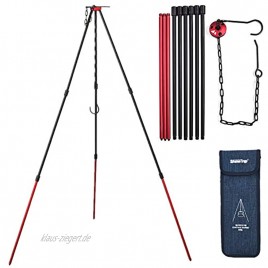 Xergur Camping Tripod Portable Outdoor Cooking Tripod with Adjustable Hang Chain for Campfire Picnic Hanging Pot Grill Stand Mini Lightweight Aluminum Cookware Accessory with Storage Bag