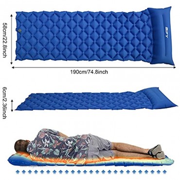 BIFY Isomatte Camping Schlafmatte Ultraleicht Kleines Packmaß. Aufblasbare Luftmatratze für Outdoor Camping Reise,Trekking und Backpacking Dunkelblau mit Kissen