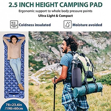Aufblasbare Schlafmatte Camping-Matte Tragbare Selbstaufblasbare wasserdichte Schlafpolster-matratze Mit Kissen