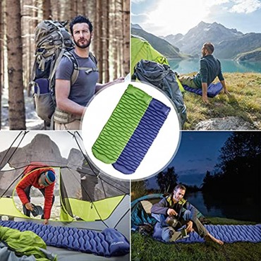 RYACO Aufblasbare Isomatte Camping Matratze mit Kissen 40D Polyester wasserdichte Schlafmatte Faltbare selbstaufblasende Polster Leichtgewicht für Wanderreisezelt Hängematte