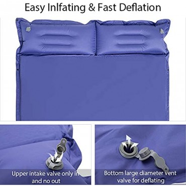 Ubon Double Self Inflating Schlafmatte Aufblasbare Matratze mit Kissen Komfortable Luft Schlafkissen für 2 Personen 1,5 Zoll Schwamm Füllung Ergonomische Kissen Tragbar und leicht Camping Bett