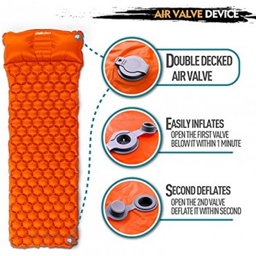 ZOOOBELIVES Ultralight Sleeping Pad with Built-in Pillow Inflatable Camping Mattress for Backpacking Traveling and Hiking Compact and Portable Camp Mat