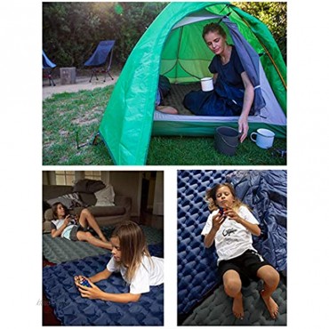iBasingo Aufblasbare Matte Camping Zelt Luftmatte Outdoor Picknick TPU Doppel Isomatte Ultraleicht Feuchtigkeitsfest Kissen Luftmatratze mit Airbag Marineblau NH19Z055-P