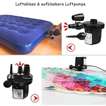 Bluehresy Elektrische Luftpumpe Multifunktion Elektropumpe,2 in 1 Inflate und Deflate Elektrische Pump mit 4 Luftdüse für aufblasbare Matratze,Kissen,Bett,Boot,Schwimmring