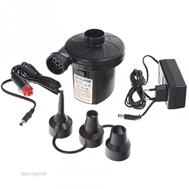 Smartfox Elektrische Kfz-Luftpumpe 50W 12V 230V Elektropumpe und Gebläsepumpe 3 Adapteraufsätze schwarz