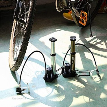 MYFGBB Fußbetätigte Fahrradpumpe Mountainbike-Mini-Luftpumpe mit Manometer ohne Ersatzventil einschließlich Ball und Aufpumpkegel für Fahrradreifenball,Gold