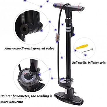 Praktisch Bodenpumpen Fahrradbodenpumpe Haushaltsluftpumpe mit Zeigerbarometer Kugelnadel Inflation Gelenk geeignet für Presta Schrader-Ventil einstellbarer Druck Farbe: Schwarz Größe: 64 * 3,
