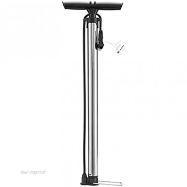 WANBAOAO Praktisch Bodenpumpen Fußbodenpumpen Fahrrad Hochdruckpumpe 160psi kaltbeständige Luftröhre mit Ballnadel geeignet für Presta Schrader-Ventil Farbe: Silber Größe: 63 * 20 cm