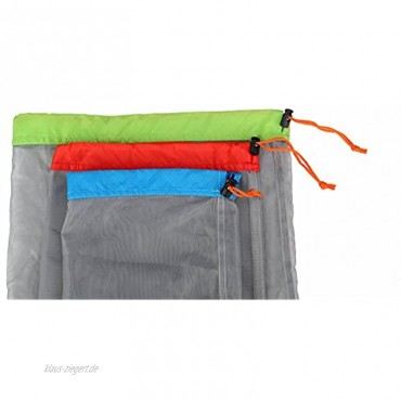Alemon Stuff Sack Set von 3Leichte Nylon Mesh Drawstring Storage Bag für Reisen Wandern