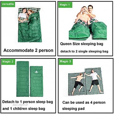 HEWOLF Doppelschlafsack Leichte Große Deckenschlafsäcke für 2 Personen Erwachsene wasserdichte Camping Schlafsäcke 3-4 Jahreszeiten Rechteckiger Schlafsack mit Kompressionssack 220x145 cm