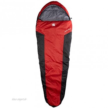 10T Schlafsack Yukon XL -3° warm weich 1400g leicht Mumienschlafsack 230x85 Rot Schwarz 125g m²
