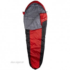 10T Schlafsack Yukon XL -3° warm weich 1400g leicht Mumienschlafsack 230x85 Rot Schwarz 125g m²