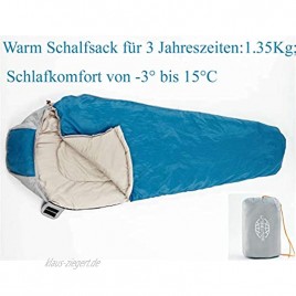 Schlafsack Mumienschlafsäcke 230x80cm mit Kompressionssack Ganzen Jahreszeiten für Camping Outdoor Survival Trekking