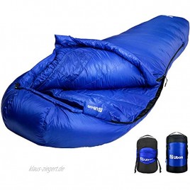 Ubon Leicht Daunenschlafsack Outdoor Camping Mumienschlafsack für Erwachsene Winterschlafsack Warm Wasserdicht Deckenschlafsack