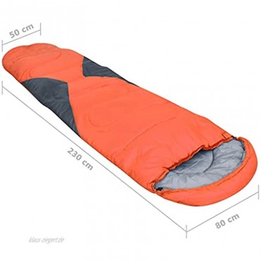 vidaXL Schlafsack mit 2-Wege-Reißverschluss Mumienschlafsack Campingschlafsack Deckenschlafsack Camping Reise Wander Orange 5℃ 1400g