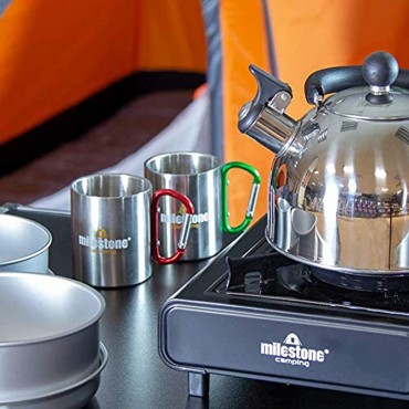 1.8L Edelstahl Camping Whistling Kettle Teekanne Kaffeekanne Indoor Outdoor Camping Wandern Picknick Kompakt und leicht mit Bakelite Griff