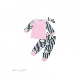 Hirolan Neugeboren Säugling Baby Mädchen Junge Blumen Tops + Hosen + Stirnband Outfits Kleider Set