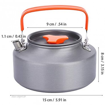 OhhGo Teekanne 1,1 l Aluminium für Camping Wandern Küche schwarzer Griff