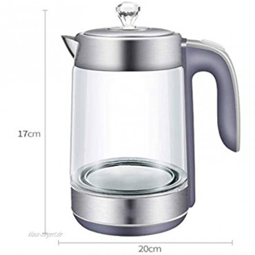 WZHZJ Elektrischer Kessel 1.8L doppelwandiges Glas schnell kochender Glasteekessel schnurlos Heißwasserkessel Teekanne Heißwasserbereiter