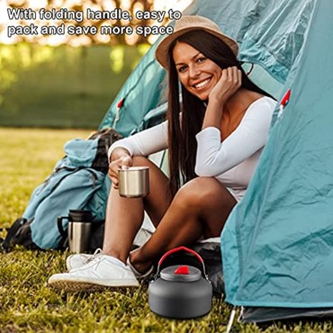 xianghaoshun Outdoor Camping Wasserkocher Tragbarer Aluminium Teekessel Outdoor Wanderausrüstung Tragbare Teekanne Leicht Mit Silikongriff Kurzer Wasserauslass Design 1,4L Wasserkanne
