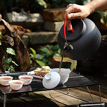 xianghaoshun Outdoor Camping Wasserkocher Tragbarer Aluminium Teekessel Outdoor Wanderausrüstung Tragbare Teekanne Leicht Mit Silikongriff Kurzer Wasserauslass Design 1,4L Wasserkanne