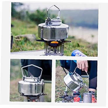 Yililay Camping Kessel leichte tragbare 1L Edelstahl Picnic Teekanne Geschirr Set Silber