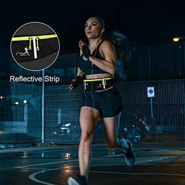 Heveer Hüfttasche Sport wasserdichte Gürteltasche Laufgürtel für Handy mit Kopfhörerloch Reflexstreifen Für Outdoor Joggen Laufen Fitness