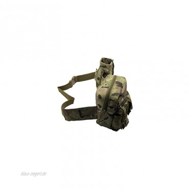 Taktische Militär Bauchtasche Seitentasche Hüfttasche mit 4-Fächern Farbe: Wald Hell Beige Braun Woodland Tarnung für z.B. Kompaktkamera Smartphone Softair Munition – Abmessung: 18x6,5x13 cm