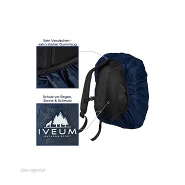 IVEUM 2 Stück Rucksack Regenschutz – Verschiedene Größen an Rucksack Regenüberzug – Rucksackschutz in 18 l – 70 l