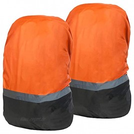 JTENG 2 Stück Orange Regenschutz für Rucksäcke，wasserdichte Regenhülle ausgestattet mit reflektierendem Materia， für Camping Wandern Backpack Schulranzen