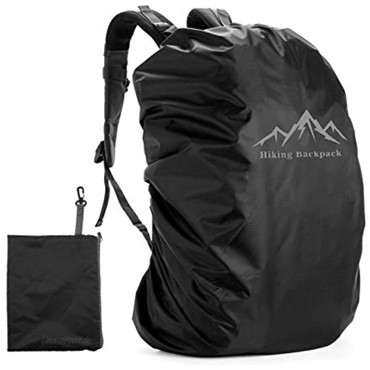 YINETTECH Schwarz 35L Rucksack Paket Wandern Tagesrucksack Regenschutz mit Aufbewahrungstasche rutschfeste 190T Wasserabweisende Beschichtung Camping