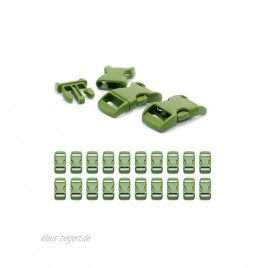 Ganzoo klick-Verschluss aus Kunststoff im 20er Set 3 8 Klippverschluss Steckschließer Steckverschluss für Paracord-Armbänder Hunde-Halsbänder Rucksack Farbe: grün