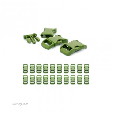 Ganzoo klick-Verschluss aus Kunststoff im 20er Set 3 8 Klippverschluss Steckschließer Steckverschluss für Paracord-Armbänder Hunde-Halsbänder Rucksack Farbe: grün