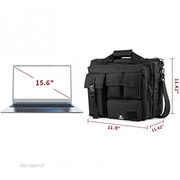 GES Multifunktion Herren Militärische Taktische Nylon Schulter Laptop Messenger Bag Aktentasche Handtaschen Laptop Tasche Schultasche Große Genug für 15.6Laptop Kamera Schwarz