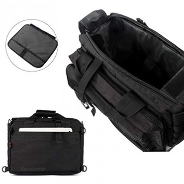 GES Multifunktion Herren Militärische Taktische Nylon Schulter Laptop Messenger Bag Aktentasche Handtaschen Laptop Tasche Schultasche Große Genug für 15.6Laptop Kamera Schwarz