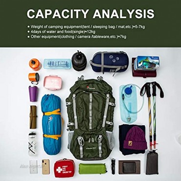 MOUNTAINTOP 55 60 65L Trekkingrucksack Wanderrucksäcke für Camping Wandern Bergsteigen Reisen mit Regenhülle